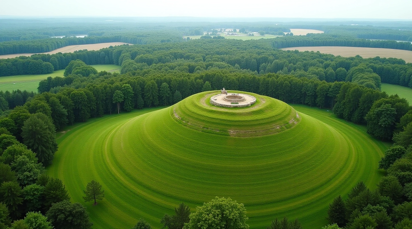 Scenic view of hillfort mounds and valley meadows in Lithuania
