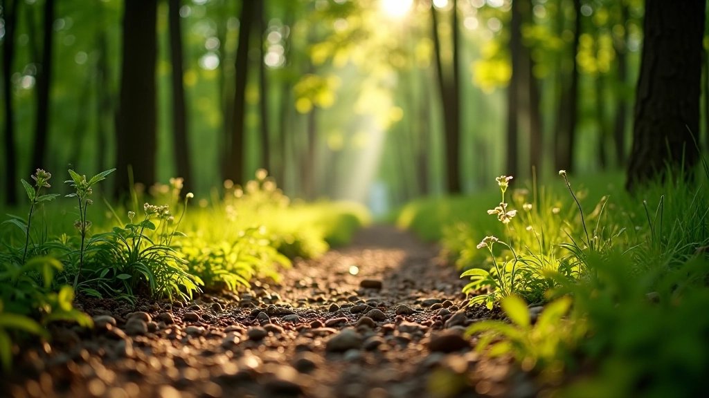 Forest trail showing natural ground conditions and woodland setting