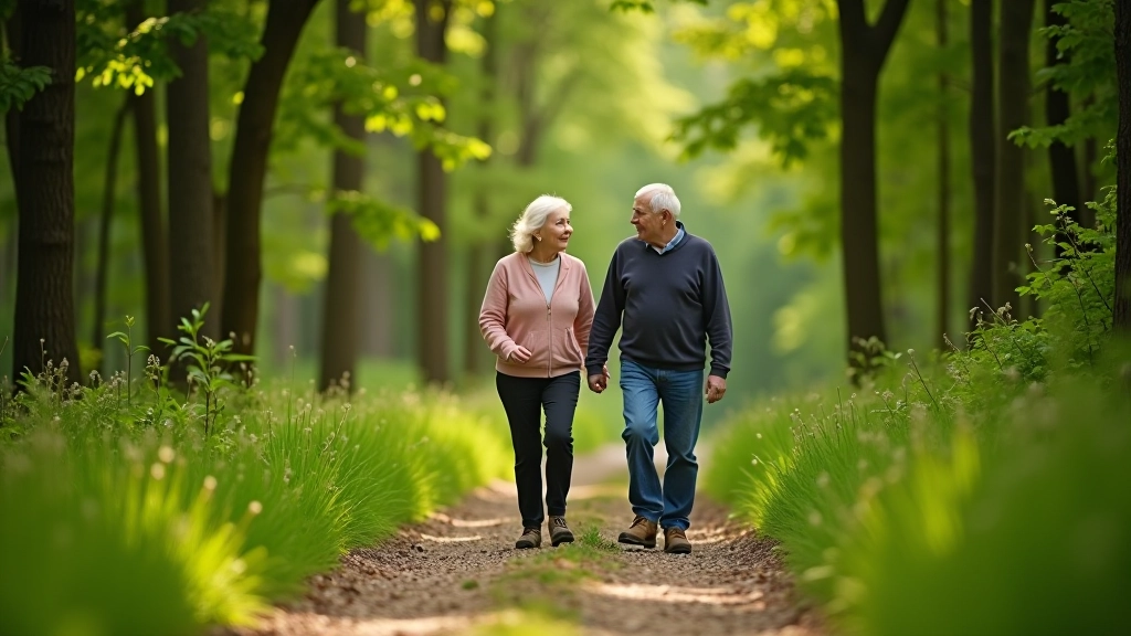 Adults enjoying a walk on a maintained forest trail